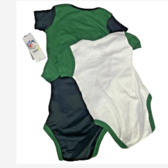 NFL Team Onsies New York Jets Size 12 Mo. Set of 3 Green/Blue/White 100% Cotton - Picture 2 of 4
